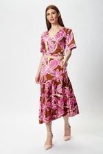 Liquorish Purple Floral Midi Asymmetric Skirt with Pleat details