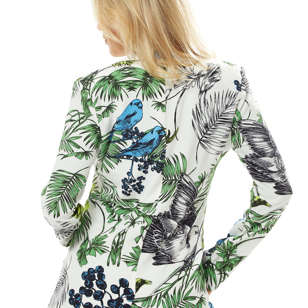 
                  
                    Liquorish Bird and Floral Print Blazer Jacket in white
                  
                