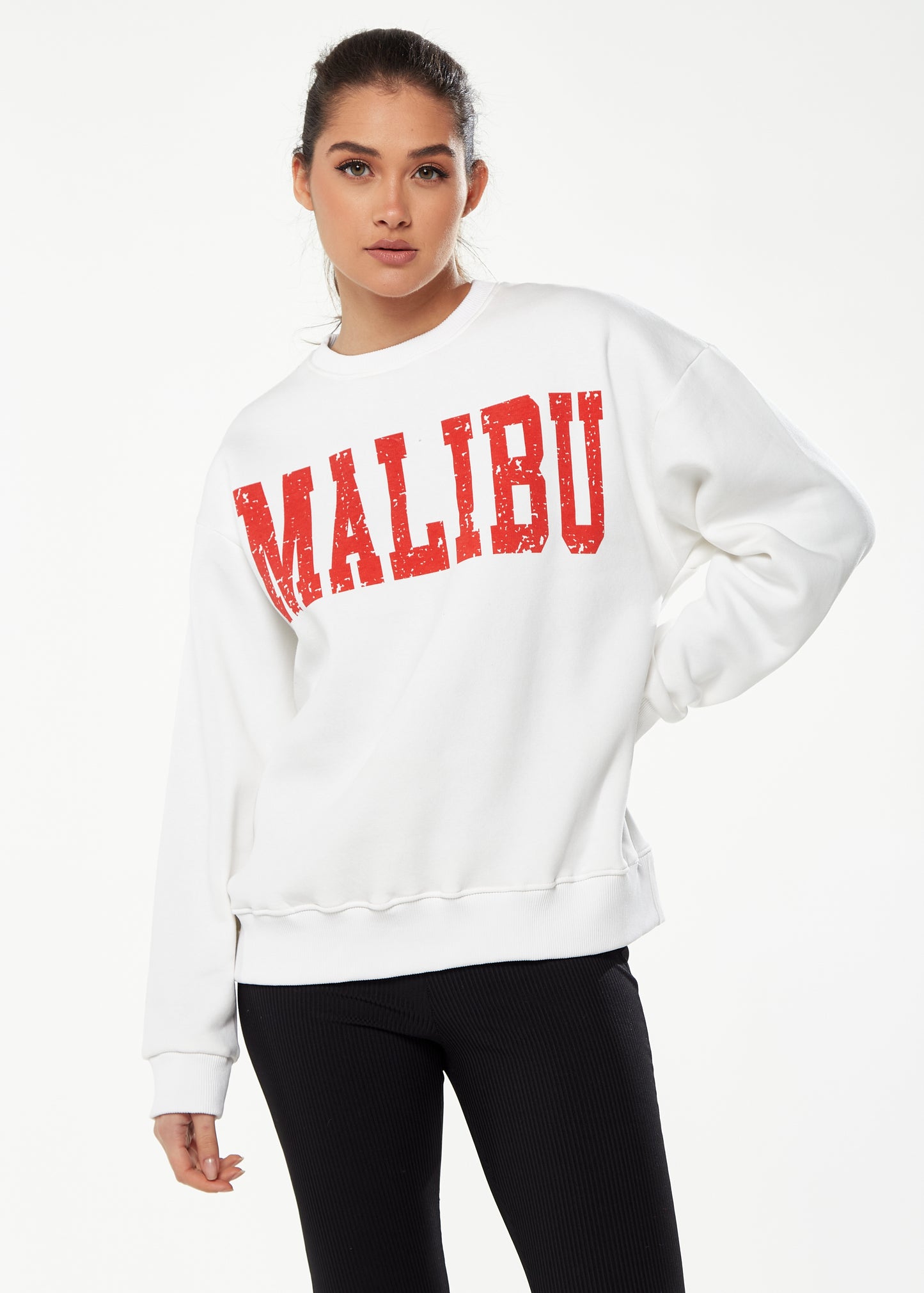 
                  
                    Liquorish Sweatshirt with Malibu Print in White
                  
                