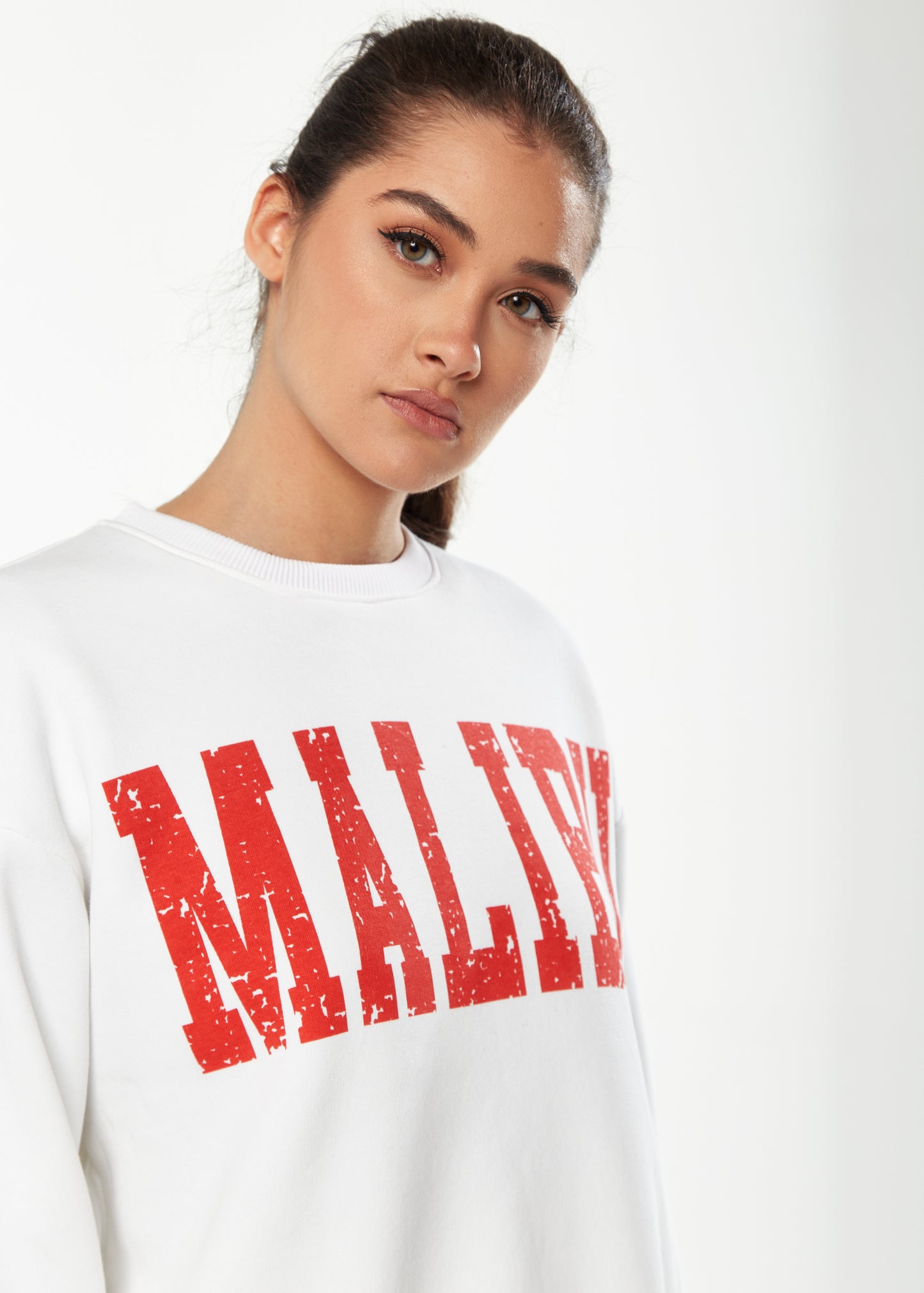 
                  
                    Liquorish Sweatshirt with Malibu Print in White
                  
                