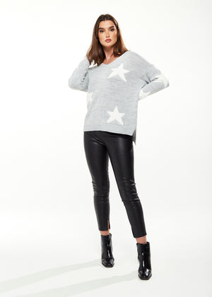 Divine Grace Star Pattern Jumper in Grey