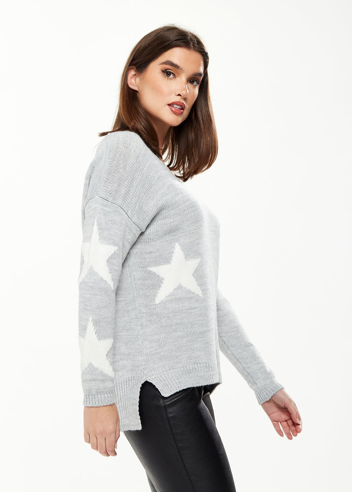 Divine Grace Star Pattern Jumper in Grey