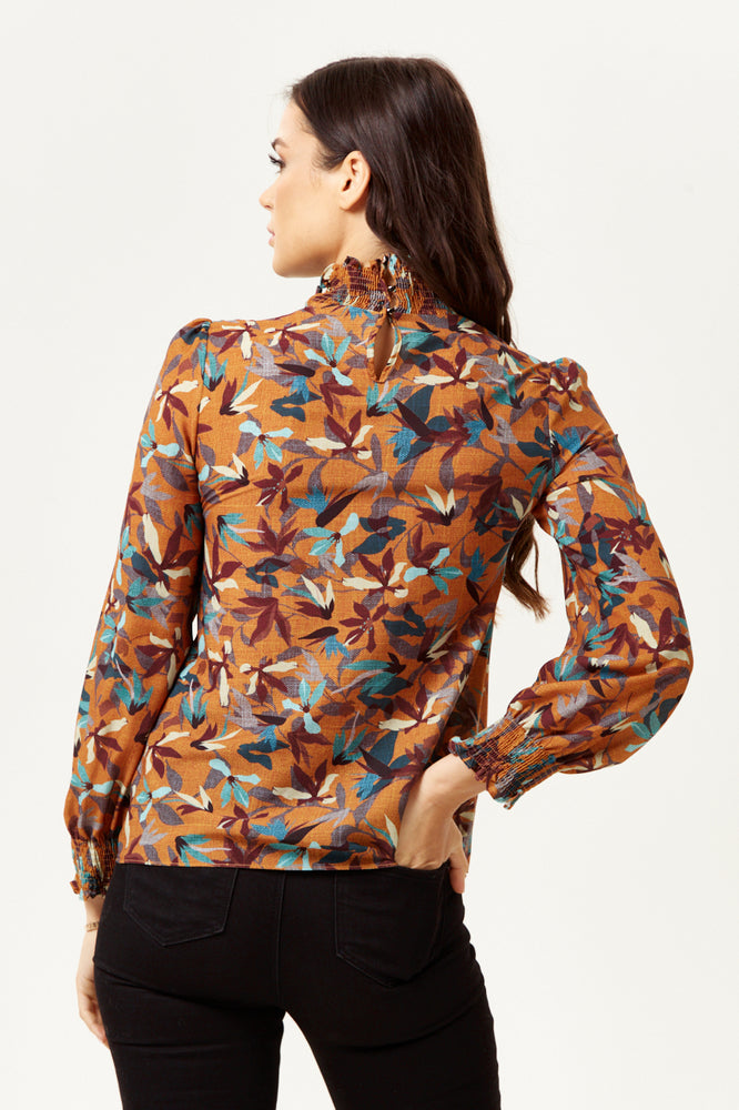 Divine Grace Floral Print Top with Long Sleeves in Tuscany