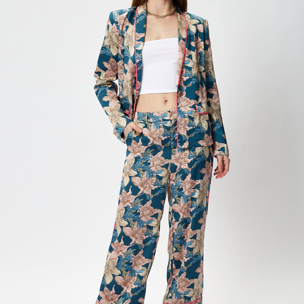 
                  
                    Liquorish Floral Trousers with Neon Piping
                  
                