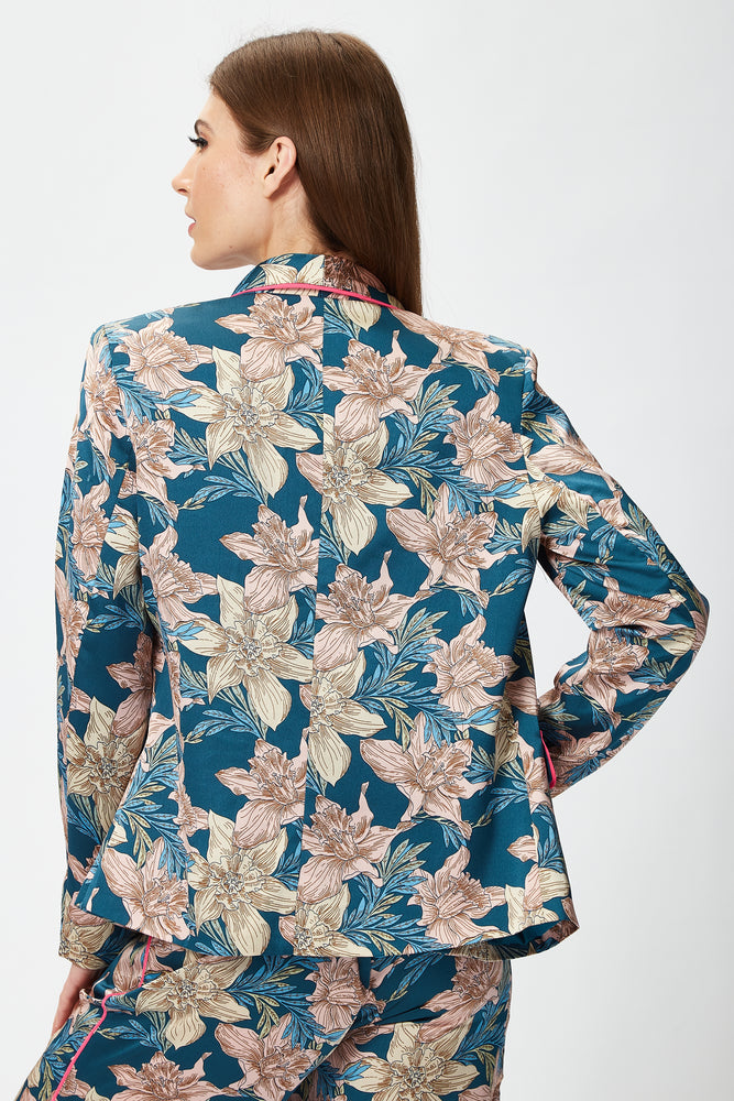Floral Jacket with Neon Piping