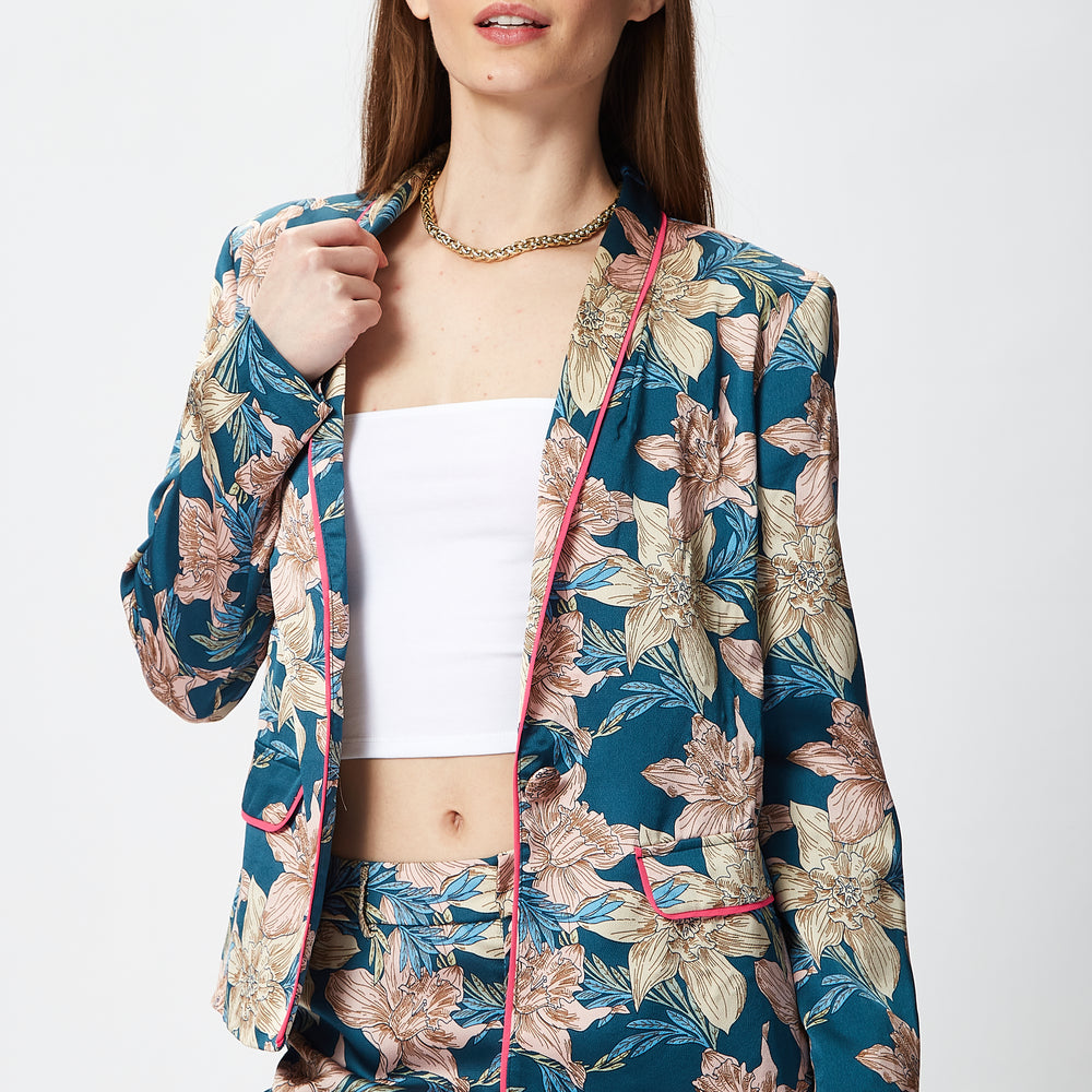 
                  
                    Liquorish Floral Jacket with Neon Piping
                  
                