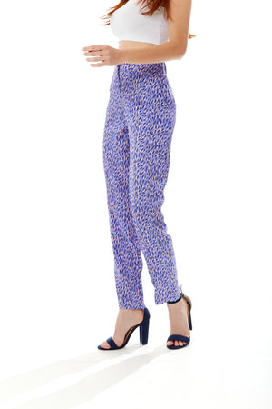 Liquorish Stroke Print Trousers in Purple