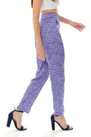 Liquorish Stroke Print Trousers in Purple