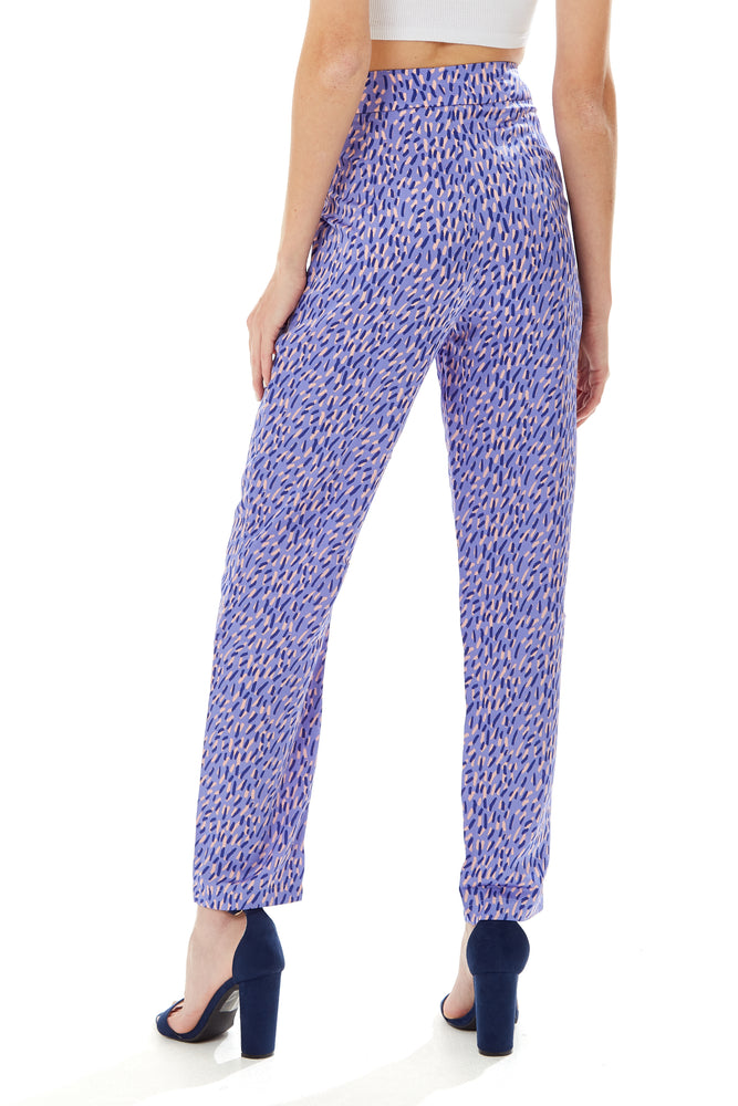 Liquorish Stroke Print Trousers in Purple