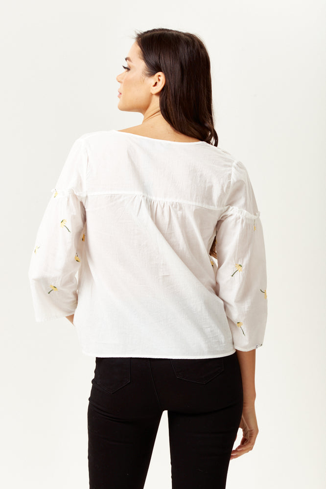 Divine Grace White Embroidered Oversized Top