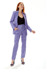 Liquorish Stroke Print Blazer in Purple