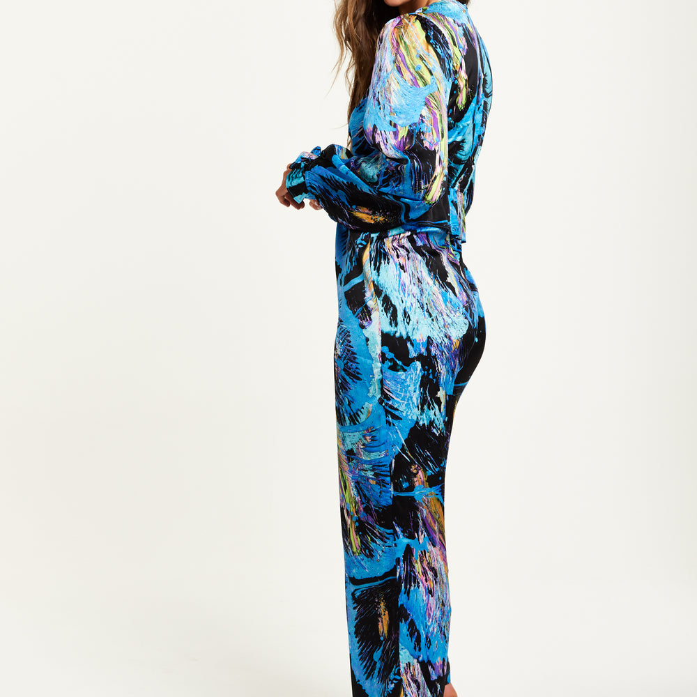 
                  
                    Liquorish Multicolour Abstract Print Jumpsuit With Ruched Front And Long Sleeves
                  
                