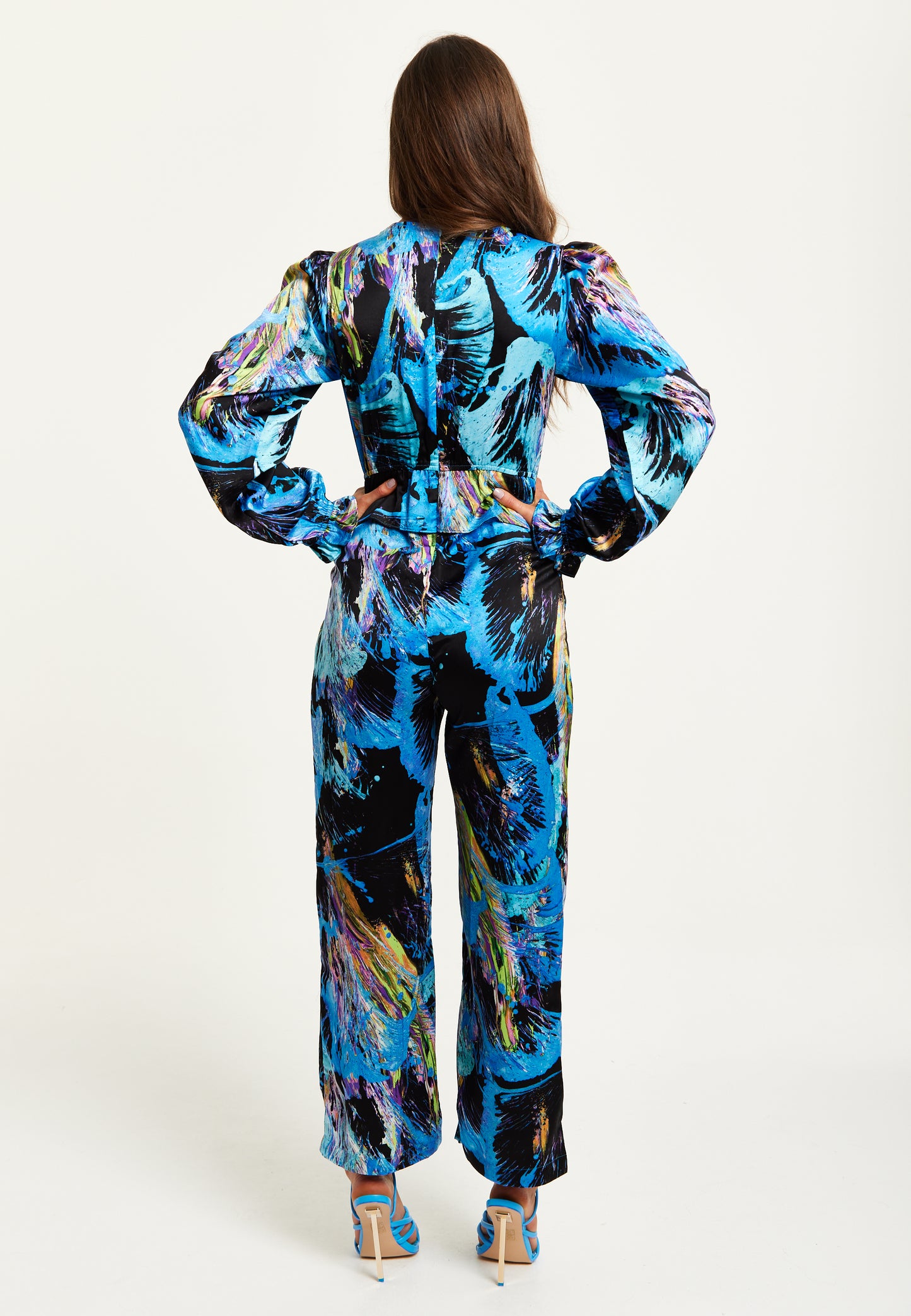 
                  
                    Liquorish Multicolour Abstract Print Jumpsuit With Ruched Front And Long Sleeves
                  
                