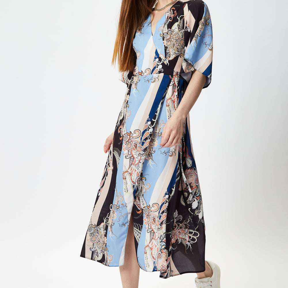 
                  
                    Liquorish Floral Midi Wrap Dress with Short Sleeves
                  
                
