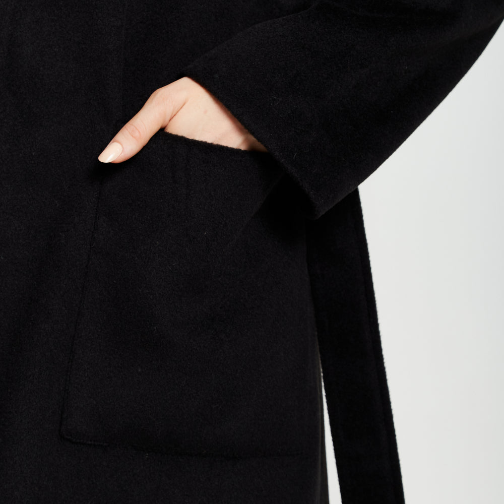
                  
                    Liquorish Belted Longline Coat In Black
                  
                