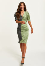 Liquorish Polka Dot Print Knot Front Midi Dress In Contrast Colours With Short Sleeves