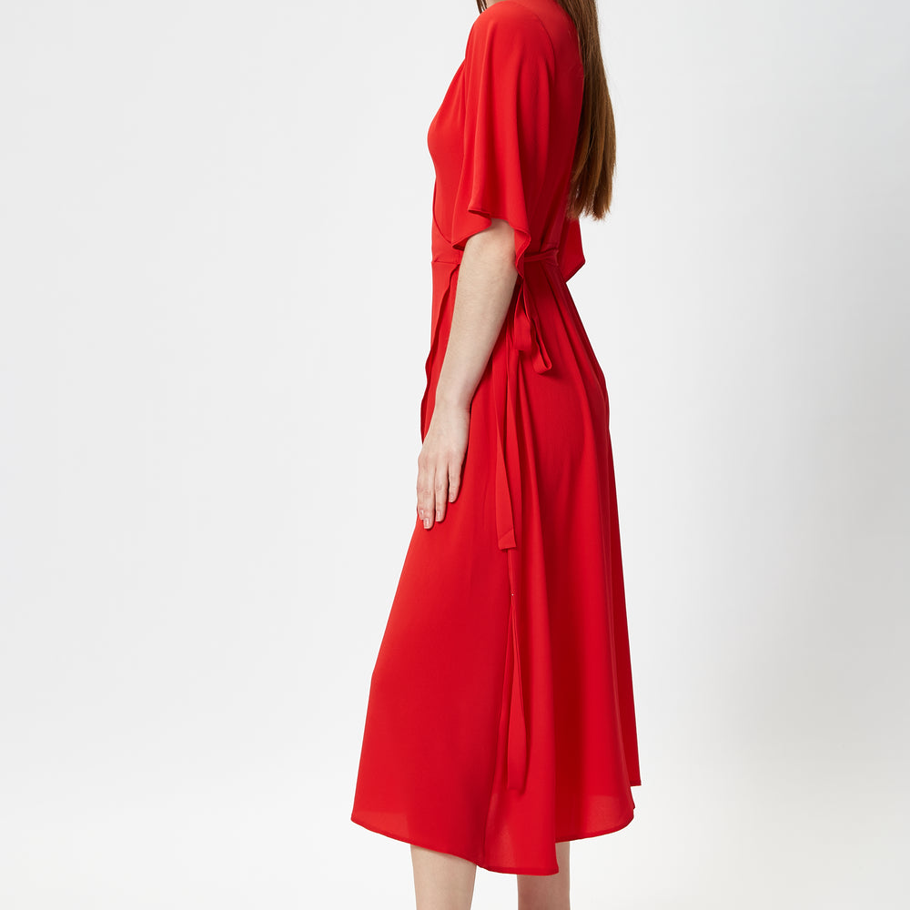 
                  
                    Liquorish Red Midi Wrap Dress with Short Sleeves
                  
                