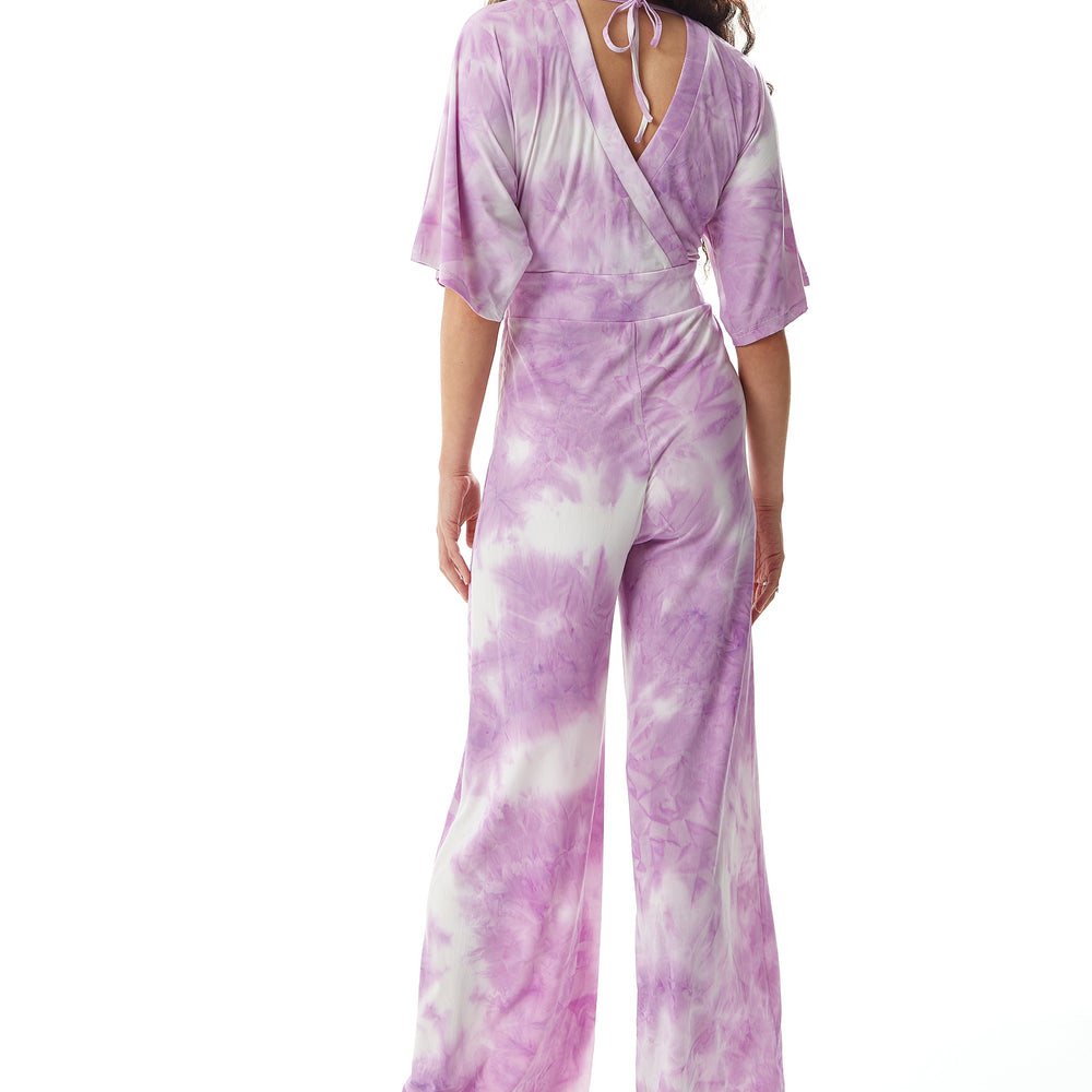 
                  
                    Liquorish Jumpsuit with Short Sleeves in White and Pink Tie Dye
                  
                