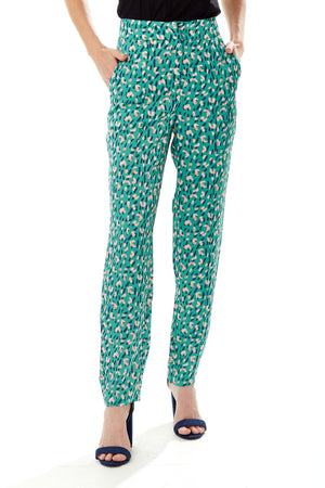 Liquorish Stroke Print Trousers in Green