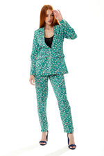 Liquorish Stroke Print Blazer in Green