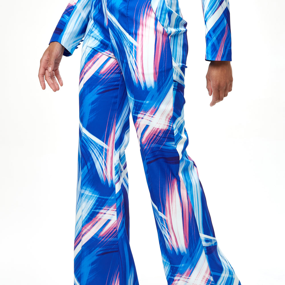 
                  
                    Liquorish graphic print suit trouser & in blue, white & pink
                  
                