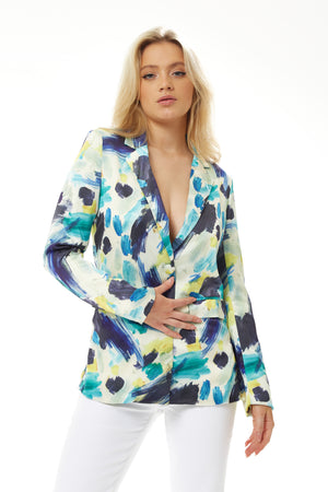 Liquorish Multicolour Abstract print blazer jacket