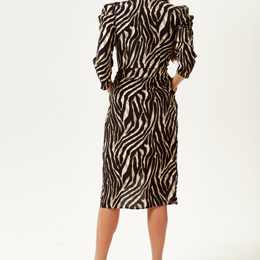 
                  
                    Liquorish Zebra Print Wrap Effect Midi Dress
                  
                