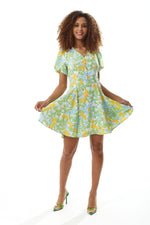 Liquorish Yellow Floral Button up Summer Dress