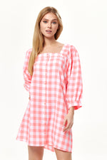 Liquorish Pink Gingham Puff Sleeve Dress
