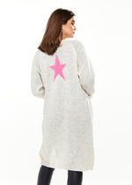 Divine Grace Midi Length Star Detail Cardigan in Off White & Pink
