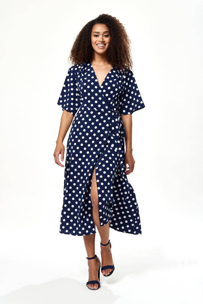 Plus size navy polka dot cheap dress