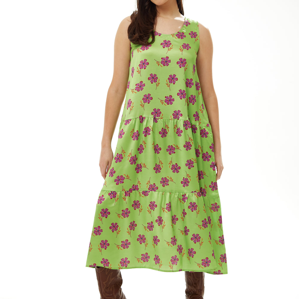 
                  
                    Liquorish A-Line Maxi  Dress In Green Floral Print
                  
                