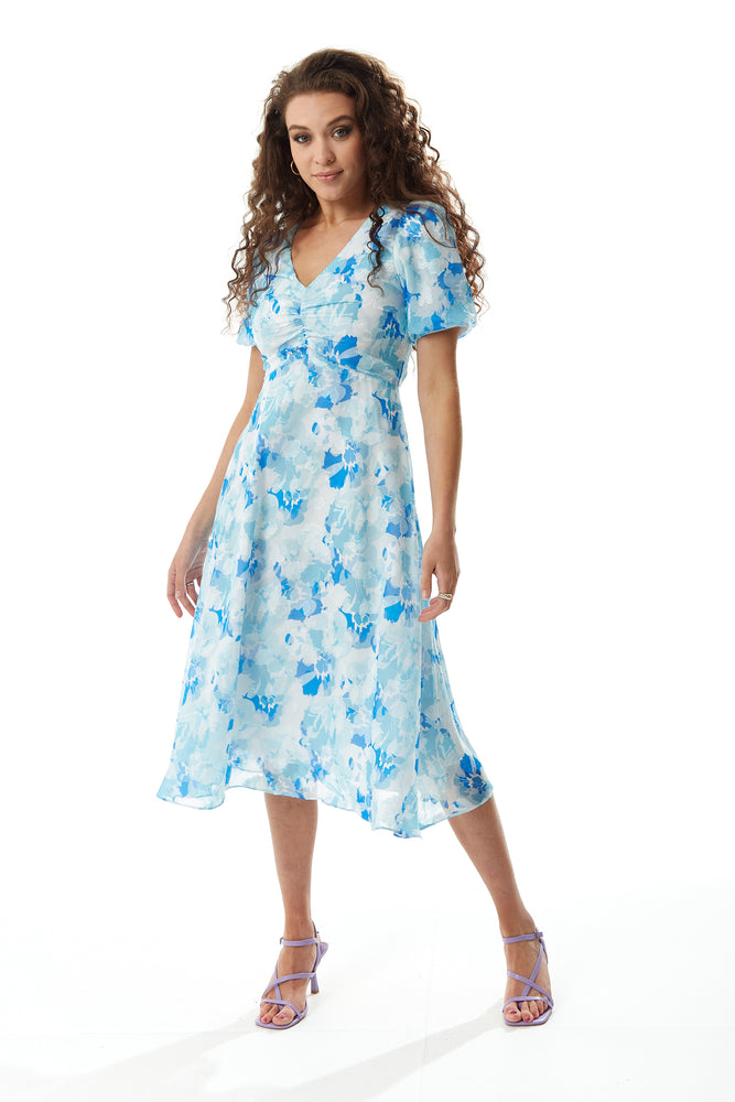 Floral midi dress outlet short sleeve