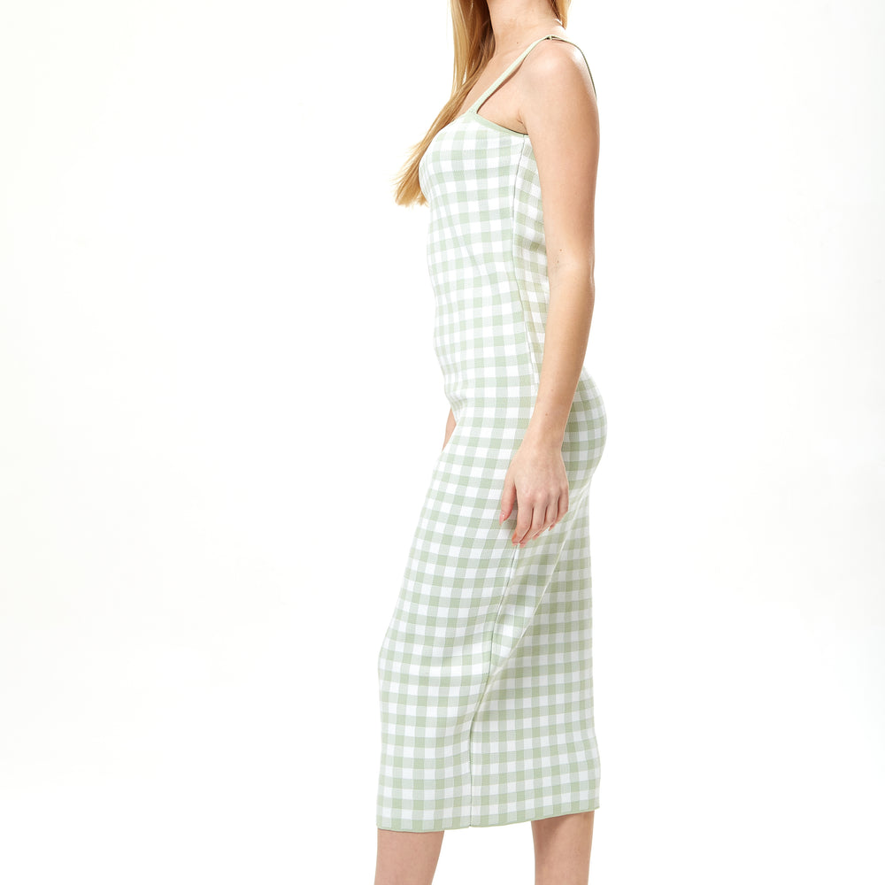
                  
                    Liquorish Knitted Dress in Green and White Check
                  
                