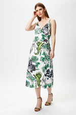 Liquorish Bird and Floral Print Midi Wrap Dress