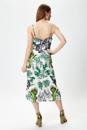 Liquorish Bird and Floral Print Midi Wrap Dress
