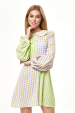 Liquorish Green Check Mini Dress With Collar