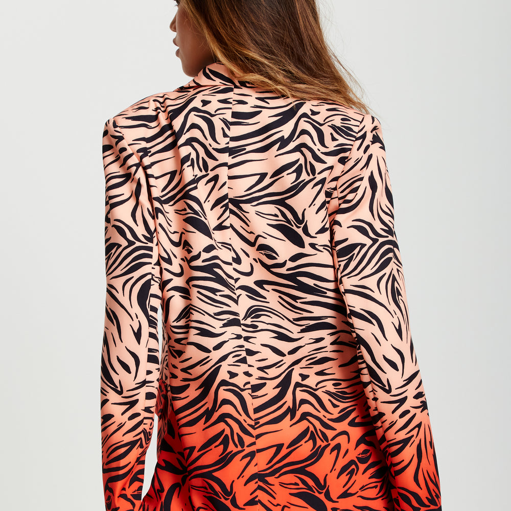 
                  
                    Liquorish Zebra Print Suit Blazer In Orange And Nude
                  
                