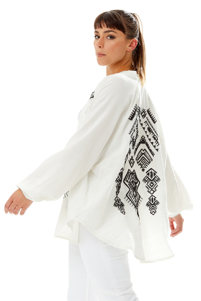 Divine Grace Embroidered Kimono in White