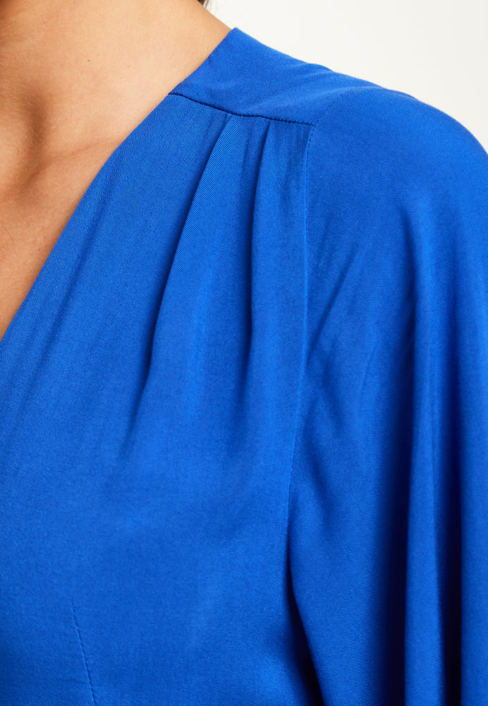 Liquorish Royal Blue Maxi Wrap Dress With Kimono Sleeves