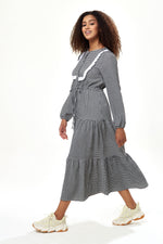 Divine Grace Black and White Gingham Midi Dress