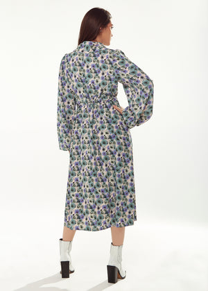 Liquorish Floral Print Dress With Peter Pan Collar