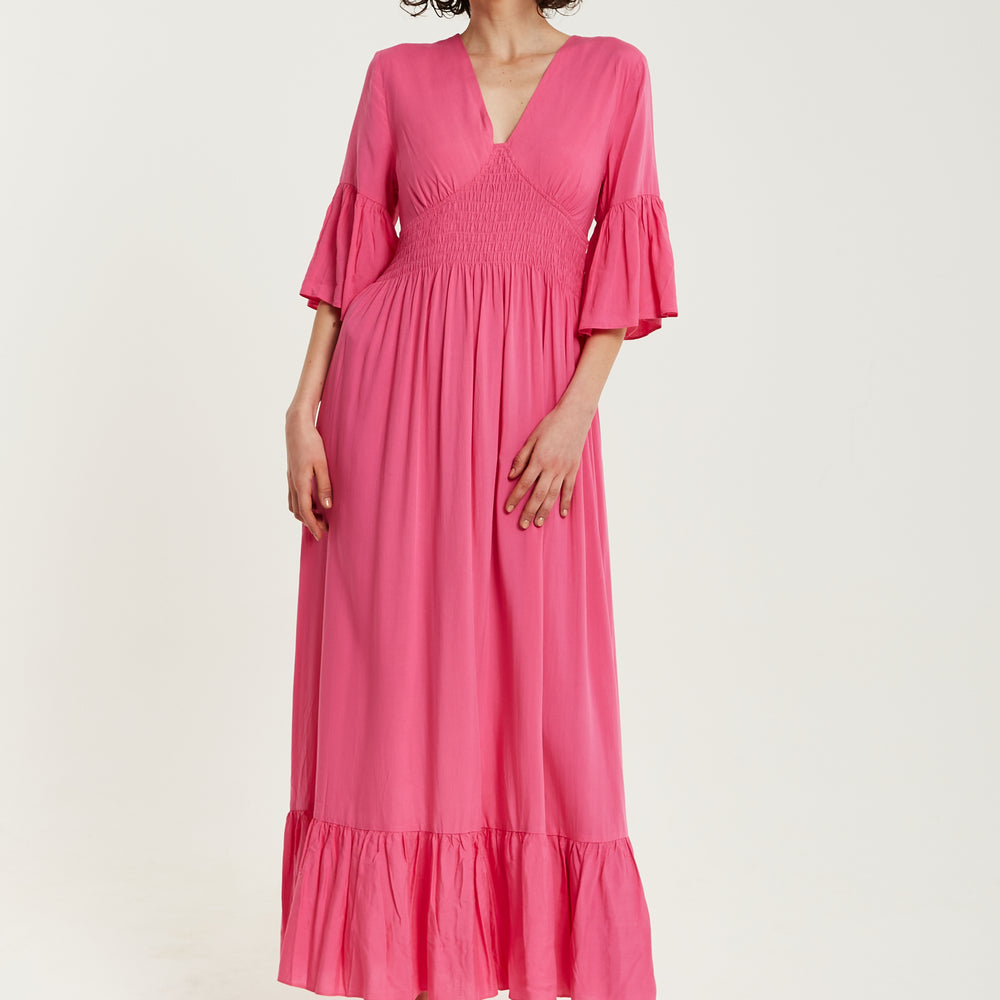 
                  
                    Liquorish Pink Maxi Dress With Frill Sleeves
                  
                