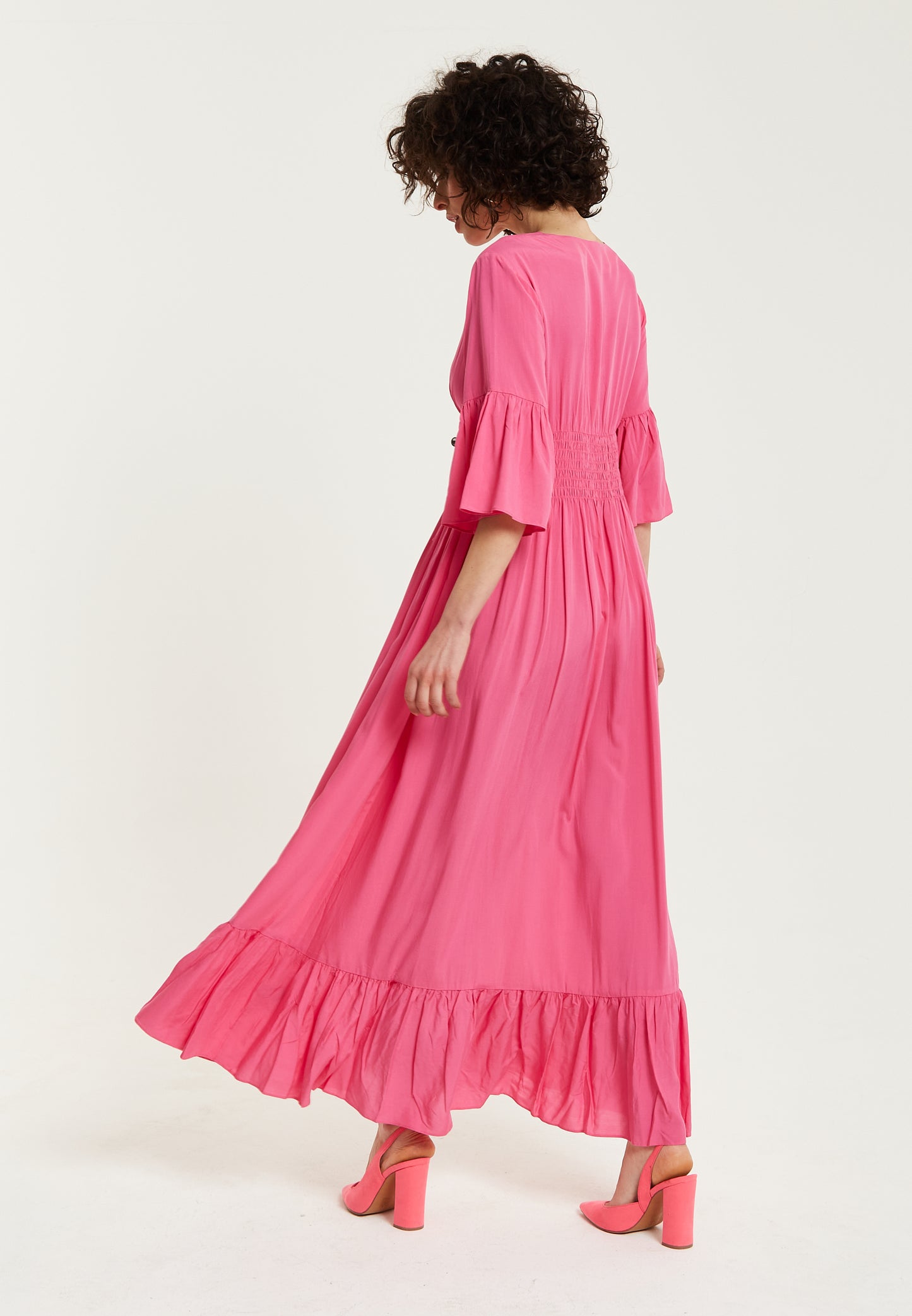 
                  
                    Liquorish Pink Maxi Dress With Frill Sleeves
                  
                