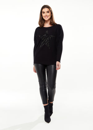Divine Grace Black Jumper With Sparkly Zebra Star