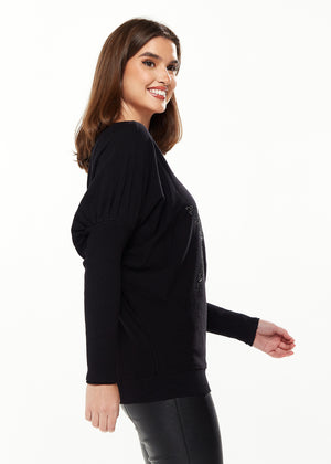 Divine Grace Black Jumper With Sparkly Zebra Star