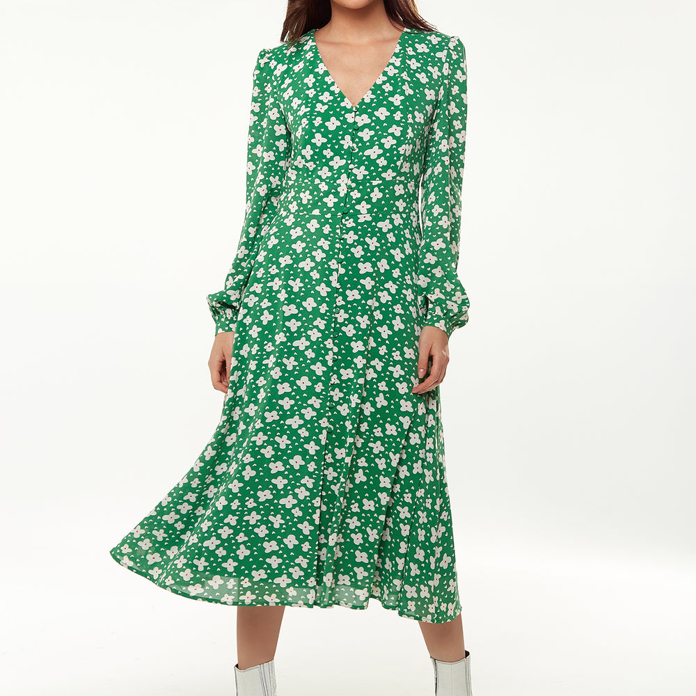 
                  
                    Liquorish Floral & Heart Print Midi Dress In Green
                  
                