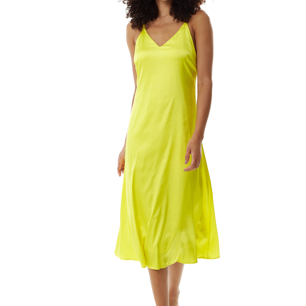 
                  
                    Liquorish Yellow Satin Midi Dress
                  
                