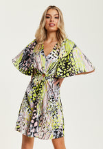 Liquorish Multicolour Abstract Print Mini Dress With Cut Out Front