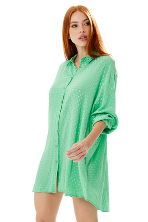 Divine Grace Green Jacquard Oversized Shirt